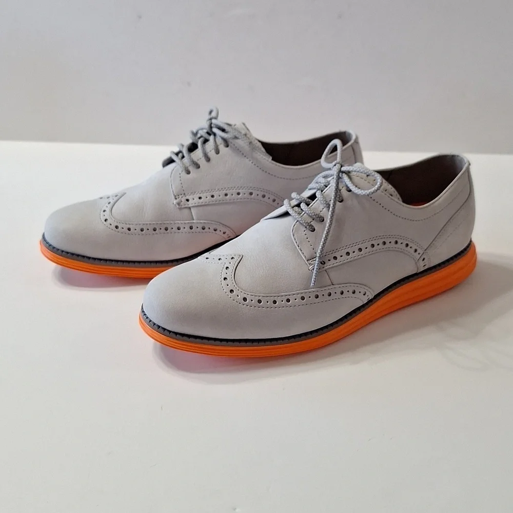 Cole Haan NEW Men's Gray/Orange Original Grand Lightweight Wingtip Shoes Size 8W